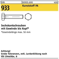 Industrial Quality Supplies DIN 933 Sechskantschraube VG M3x8 Polyamid