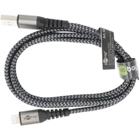 Goobay Lightning auf USB-A Textilkabel mit Metallsteckern, extra-robustes Verbindungskabel