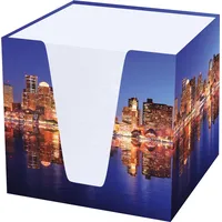 RNK RNK-Verlag Zettelbox Skyline weiß inkl. ca. 900 Notizzettel