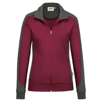 Hakro Damen Sweatjacke Contrast Mikralinar® weinrot;anthrazit 4XL