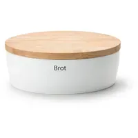 Continenta Brottopf mit Holzdeckel oval 36 cm weiß