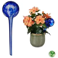 Relaxdays 6 x Bewässerungskugel, Glas, blau