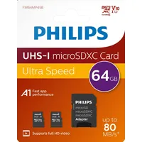 Philips microSDXC R80/W30 microSDXC 64GB Kit, UHS-I U1, A1,