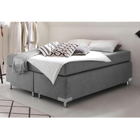 Westfalia Schlafkomfort Boxspringbett "Holland", grau, B:142cm L:201cm, Microvelours (100%