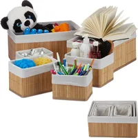 Relaxdays Aufbewahrungskorb 12 x Aufbewahrungskorb Bambus natur braun