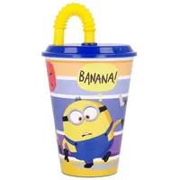MINIONS Stor WIEDERVERWENDBARER KINDERBECHER MIT STROHHALM AUS BPA-FREIEM Kunststoff
