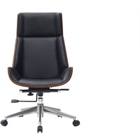Miliboo Design-Bürosessel dunkles Holz und Schwarz CURVED
