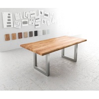DeLife Esstisch Edge 200x100 XL Akazie Natur Edelstahl Breit