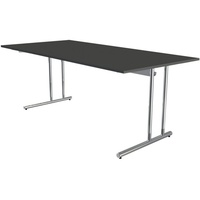 Kerkmann Schreibtisch anthrazit rechteckig, C-Fuß-Gestell chrom 200,0 x 100,0
