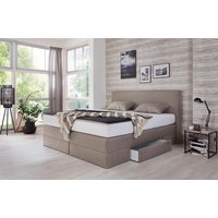 Westfalia Schlafkomfort Boxspringbett, beige (strukturstoff beige), Liegefläche B/L: 180cm