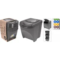 Sortibox Eimerset Sortibox Schwarz Stapelbar (3 Stück) - Grau