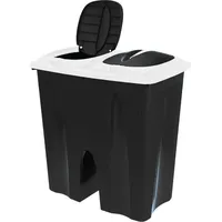 Spetebo Duo Mülleimer 50 Liter schwarz mit Push Deckel