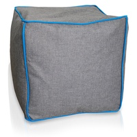 Kinzler Hocker eckig, Leinenoptik, mit Neon-Piping,
