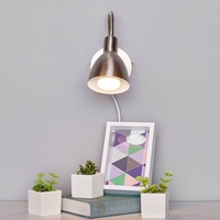 LINDBY Wandlampe 'Amrei' nickelfarben, 42cm, Stecker, dimmbar
