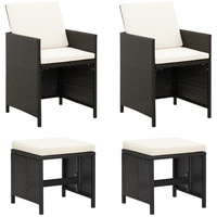 VidaXL 4-tlg. Gartenstuhl und Hocker Set Poly Rattan Schwarz