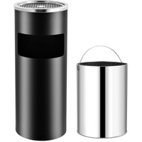 VidaXL Standaschenbecher 30 L Stahl Schwarz