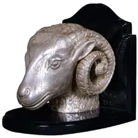 Casa Padrino Luxus Buchstützen Set Widderköpfe Silber / Schwarz