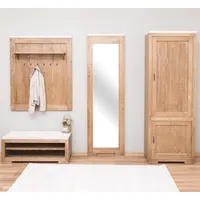 Casa Padrino Landhausstil Massivholz Garderobenmöbel Set Naturfarben / Weiß