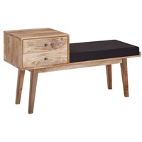 KADIMA DESIGN Sitzbank Schwarz, Metall, Echtholz,Mangoholz, 2 Schubladen, Stativgestell,