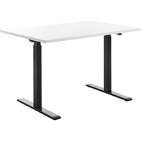 TOPSTAR E-Table elektrisch höhenverstellbarer Schreibtisch weiß rechteckig, T-Fuß-Gestell schwarz