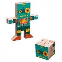 Philos 3503 - Robot Cube, Holz, Würfel-Puzzlespiel, Denkspiele, Knobelspiele,