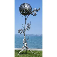 Casa Padrino Barock Edelstahl Garten Skulptur Säule mit Kugel