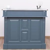 Casa Padrino Landhausstil Theke Blau / Silber 120 x
