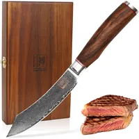 Zayiko Kurumi Damast 4er Steakmesser-Set Nussbaum, Metall, Holz, Echtholz,