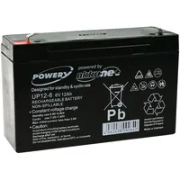 Powery Blei-Gel-Akku für Kindermotorrad Kinderbuggy 6V 12Ah (ersetzt auch