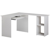 KADIMA DESIGN Schreibtischkombination `Itter`: Standregal, Tastaturauszug, Melaminharz-Beschichtung. Weiß, 140x120x75