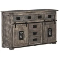 Massivmoebel24 Sideboard Mango 150x45x90 grau lackiert RAILWAY #219