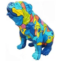 Casa Padrino Designer Dekofigur Hund Bulldogge Blau / Mehrfarbig