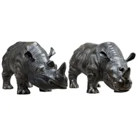 Casa Padrino Luxus Bronzefiguren 2er Set Nashörner 15 x