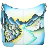 GREENLAND Nature Art+Craft Umhängetasche Leder 32 cm mehrfarbig