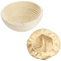 Westmark Gärköbchen-Set, 2tlg., Gärkörbchen rund + Bezug, Peddigrohr/Baumwolle, Hellbeige/Beige,