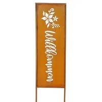 Levandeo Willkommen H83cm Stele Rost Rostdeko Braun Gartenstecker Garten-Deko