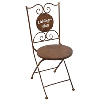 Levandeo Stuhl Gartenstuhl H89cm Klappstuhl Garten-Deko Rostdeko Lieblingsplatz Braun