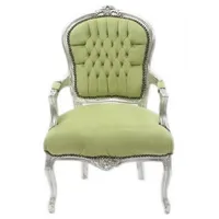 Casa Padrino Barock Salon Stuhl Jadegrün / Silber -