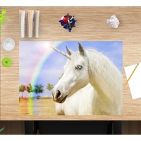 Cover-your-desk Schreibtischunterlage für Kinder Weißes Einhorn aus hochwertigem Vinyl
