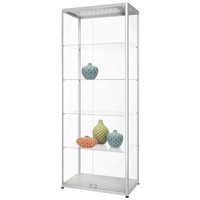 Showdown Displays Vitrine 80 cm breit doppeltürig LED silber
