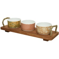 MARELIDA Tapas Set Servierset Servierplatte mit 3 Schalen Dipschalen