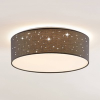 LINDBY LED-Deckenlampe Ellamina, Ø 40 cm, dunkelgrau, Textil
