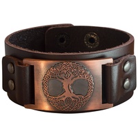 Saraswati Armband "Baum des Lebens" Leder, braun, Metalllegierung, bronzefarben