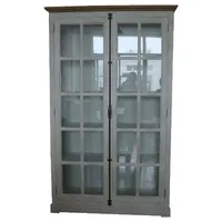 Casa Padrino Landhausstil Vitrine Antik Weiß / Naturfarben 136