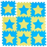 Relaxdays 27 x Puzzlematte Sterne blau-gelb Blau,Gelb