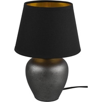Trio Tischleuchte Abby 1xE14 Nickel antik Stoffschirm Schwarz-Gold