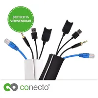 Conecto Neopren Kabelschlauch mit Klettverschluss universell Kabelkanal Kabelmanagement Kabelorganizer