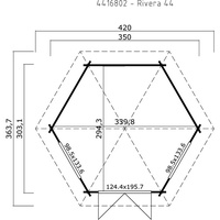 Lasita Maja Pavillon »Rivera«, BxT: 363,7x420 cm Fichtenholz