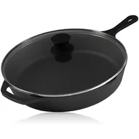 BBQ-Toro Gusseisen Grillpfanne 30 cm mit Glasdeckel