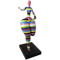 Casa Padrino Designer Deko Skulptur Tanzende Frau Mehrfarbig Gestreift
